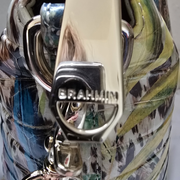 HARD TO FIND! NWOT Large Brahmin Duxbury Botanical Satchel with Matching Wallet - Picture 12 of 14